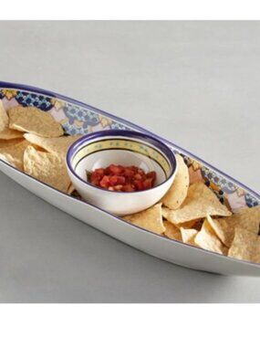 POTTERY BARN melamine DEL SOL chip & Dip platter